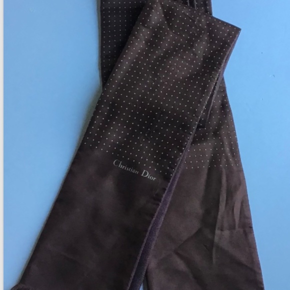 Christian Dior Reversible silk & wool unisex scarf, brown with mini dots pattern - Picture 3 of 9